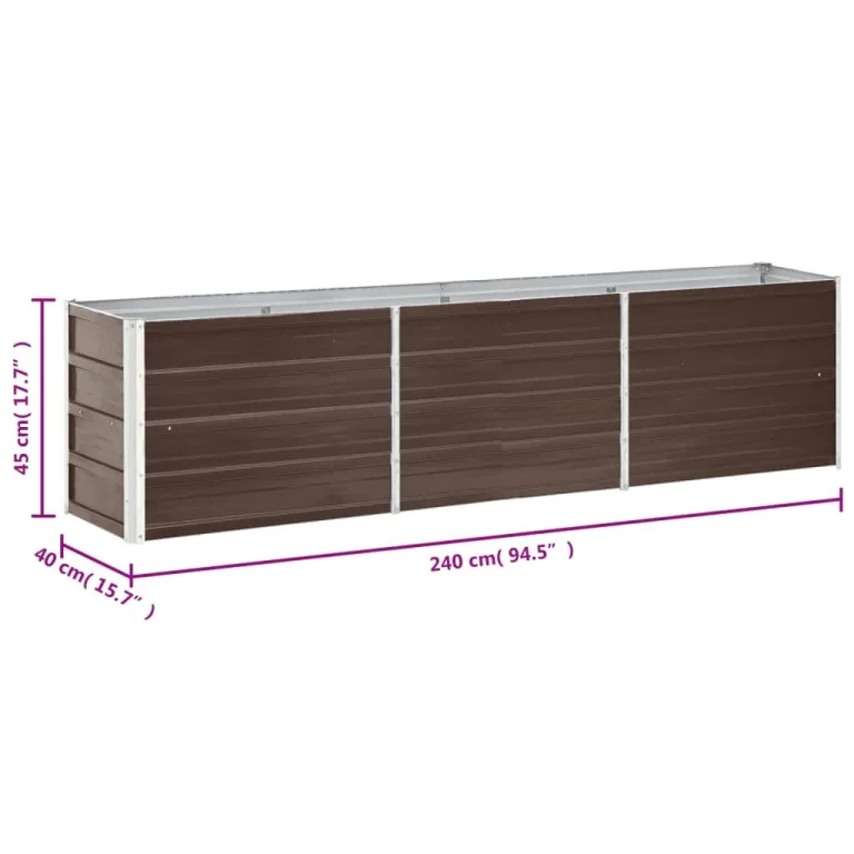 Myheimly Garten-Hochbeet Verzinkter Stahl 240×40×45 cm Braun – Bild 6