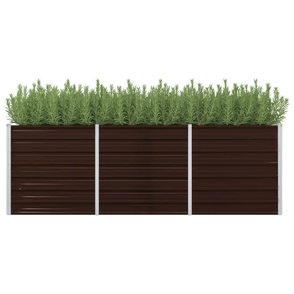 Myheimly Garten-Hochbeet Braun Blumenkasten Pflanzkasten Pflanzkübel Blumenkübel Pflanztopf Blumentopf Gemüsebeet Pflanzbeet 240 x 80 x 77 cm Verzinkter Stahl - Bild 1