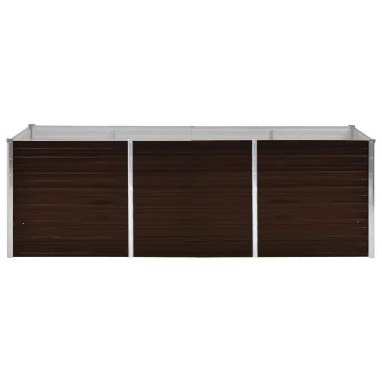 Myheimly Garten-Hochbeet Braun Blumenkasten Pflanzkasten Pflanzkübel Blumenkübel Pflanztopf Blumentopf Gemüsebeet Pflanzbeet 240 x 80 x 77 cm Verzinkter Stahl – Bild 3