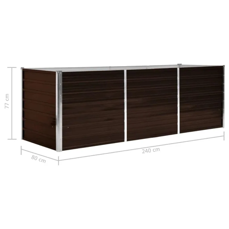 Myheimly Garten-Hochbeet Braun Blumenkasten Pflanzkasten Pflanzkübel Blumenkübel Pflanztopf Blumentopf Gemüsebeet Pflanzbeet 240 x 80 x 77 cm Verzinkter Stahl – Bild 7