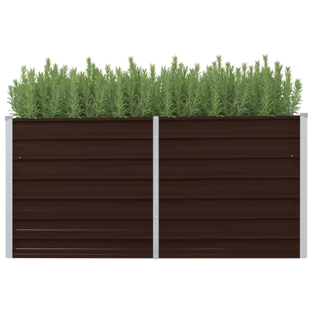 Myheimly Garten-Hochbeet Blumenkasten Pflanzkasten Pflanzkübel Blumenkübel Pflanztopf Blumentopf Gemüsebeet Pflanzbeet Braun 160 x 40 x 77 cm Verzinkter Stahl - Bild 1