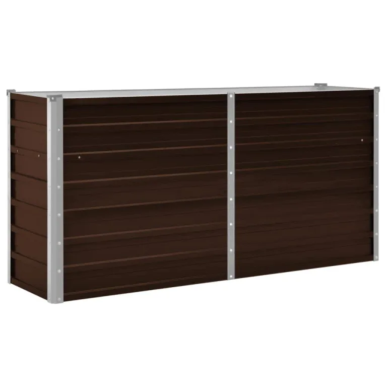 Myheimly Garten-Hochbeet Blumenkasten Pflanzkasten Pflanzkübel Blumenkübel Pflanztopf Blumentopf Gemüsebeet Pflanzbeet Braun 160 x 40 x 77 cm Verzinkter Stahl – Bild 2