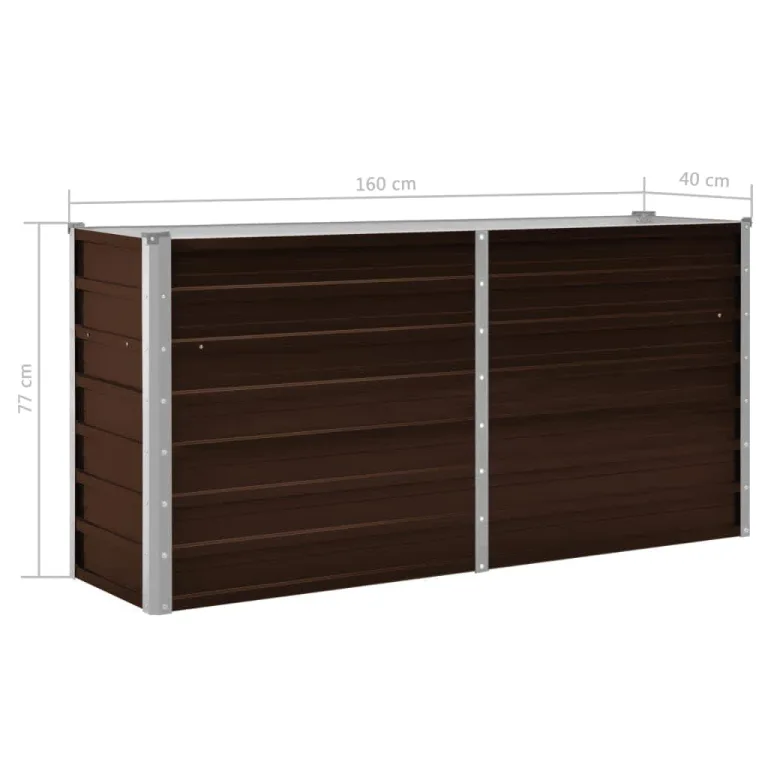 Myheimly Garten-Hochbeet Blumenkasten Pflanzkasten Pflanzkübel Blumenkübel Pflanztopf Blumentopf Gemüsebeet Pflanzbeet Braun 160 x 40 x 77 cm Verzinkter Stahl – Bild 7