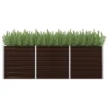 Myheimly Garten-Hochbeet Blumenkasten Pflanzkasten Pflanzkübel Blumenkübel Pflanztopf Blumentopf Gemüsebeet Pflanzbeet Braun 160 x 40 x 77 cm Verzinkter Stahl - Thumbnail 9