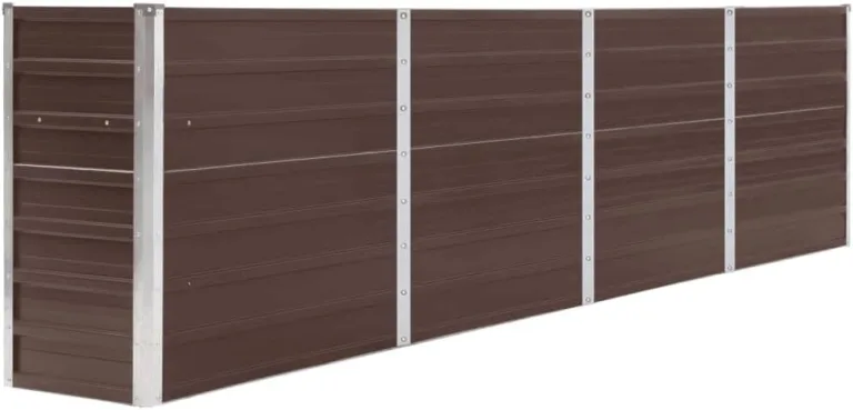 Hochbeet Gartenbeet Pflanzbeet Frühbeet Pflanzkübel Pflanzkasten Blumenkübel Gemüsebeet Blumenkasten 320 x 40 x 77 cm Verzinkter Stahl Braun