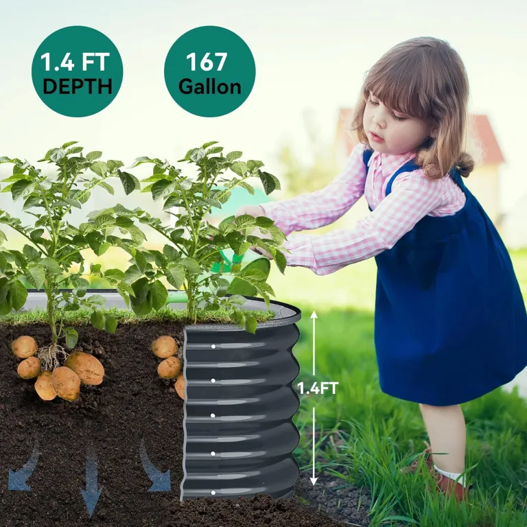 YITAHOME Outdoor Hochbeet Metall 240x61x43cm, Hochbeete-Kit aus Verdicktem Zink-Aluminium-Magnesium-Edelstahl-Metall Hochbeete für Garten mit Sicherheitsgummi für Gemüse, Blumen und Früchte (Grau) – Bild 6