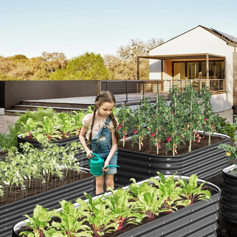YITAHOME Outdoor Hochbeet Metall 240x61x43cm, Hochbeete-Kit aus Verdicktem Zink-Aluminium-Magnesium-Edelstahl-Metall Hochbeete für Garten mit Sicherheitsgummi für Gemüse, Blumen und Früchte (Grau) – Bild 7