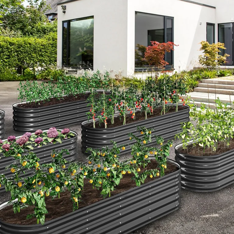 YITAHOME Outdoor Hochbeet Metall 240x61x43cm, Hochbeete-Kit aus Verdicktem Zink-Aluminium-Magnesium-Edelstahl-Metall Hochbeete für Garten mit Sicherheitsgummi für Gemüse, Blumen und Früchte (Grau) – Bild 8