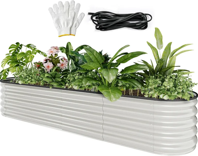 YITAHOME Outdoor Hochbeet Metall 240x61x43cm, Hochbeete-Kit aus Verdicktem Zink-Aluminium-Magnesium-Edelstahl-Metall Hochbeete für Garten mit Sicherheitsgummi für Gemüse, Blumen und Früchte (Grau) – Bild 9