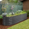 YITAHOME Outdoor Hochbeet Metall 240x61x43cm, Hochbeete-Kit aus Verdicktem Zink-Aluminium-Magnesium-Edelstahl-Metall Hochbeete für Garten mit Sicherheitsgummi für Gemüse, Blumen und Früchte (Grau) - Thumbnail 2