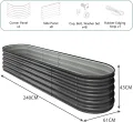 YITAHOME Outdoor Hochbeet Metall 240x61x43cm, Hochbeete-Kit aus Verdicktem Zink-Aluminium-Magnesium-Edelstahl-Metall Hochbeete für Garten mit Sicherheitsgummi für Gemüse, Blumen und Früchte (Grau) - Thumbnail 4