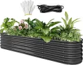 YITAHOME Outdoor Hochbeet Metall 240x61x43cm, Hochbeete-Kit aus Verdicktem Zink-Aluminium-Magnesium-Edelstahl-Metall Hochbeete für Garten mit Sicherheitsgummi für Gemüse, Blumen und Früchte (Grau) - Thumbnail 1