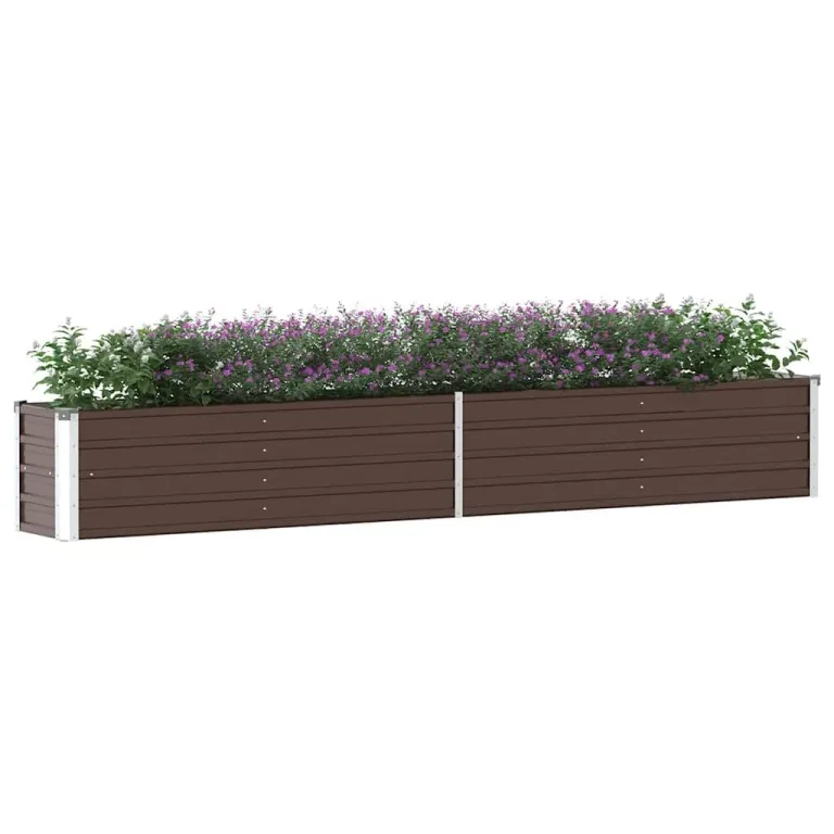 Myheimly Garten-Hochbeet Pflanzkübel Pflanzkasten Verzinkter Stahl 320×40×45 cm Braun – Bild 1
