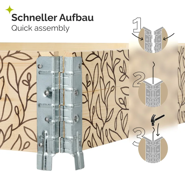 Garronda Holzaufsatzrahmen mit Print - Hochbeete für Pflanzen Blumen Kräuter Obst und Gemüse Aufbewahrungskiste aus Holz mit dekorativem Druck GD-0075 (120x80x20 cm, Blatt, 3St) – Bild 3