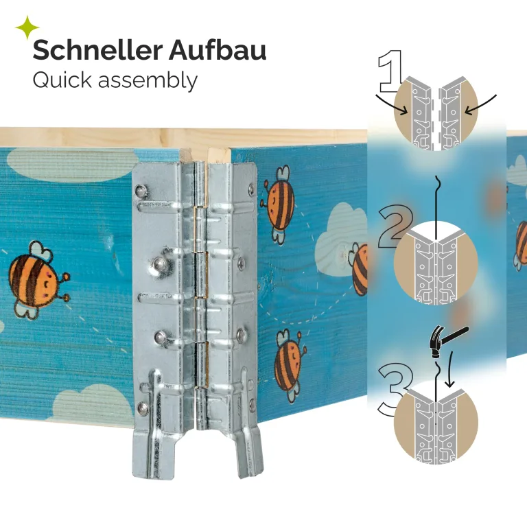 Garronda Holzaufsatzrahmen mit Print - Hochbeete für Pflanzen Blumen Kräuter Obst und Gemüse Aufbewahrungskiste aus Holz mit dekorativem Druck GD-0075 (120x80x20 cm, Biene mit Hintergrund, 1St) – Bild 3