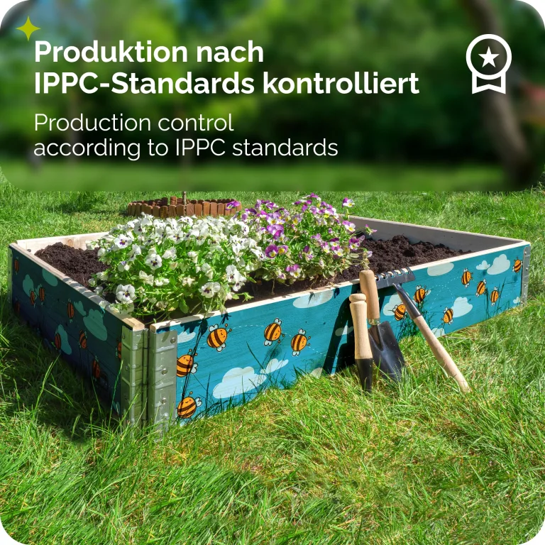 Garronda Holzaufsatzrahmen mit Print - Hochbeete für Pflanzen Blumen Kräuter Obst und Gemüse Aufbewahrungskiste aus Holz mit dekorativem Druck GD-0075 (120x80x20 cm, Biene mit Hintergrund, 1St) – Bild 6