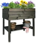 gartenetage Hochbeet XXL mit Ablage und Pflanzfolie - Nachhaltiges Design, Wetterfest, Rückenschonend, Praktische Ablage, Inklusive Pflanzfolie, Anthrazit - Thumbnail 9