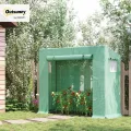 Outsunny Gewächshaus, 200 x 76 x 168 cm Foliengewächshaus mit Rolltür, Treibhaus, Tomatenhaus mit Seitenfenster, PE-Gitterfolie, Winterfest Pflanzenhaus für Garten, Balkon, Grün - Thumbnail 2