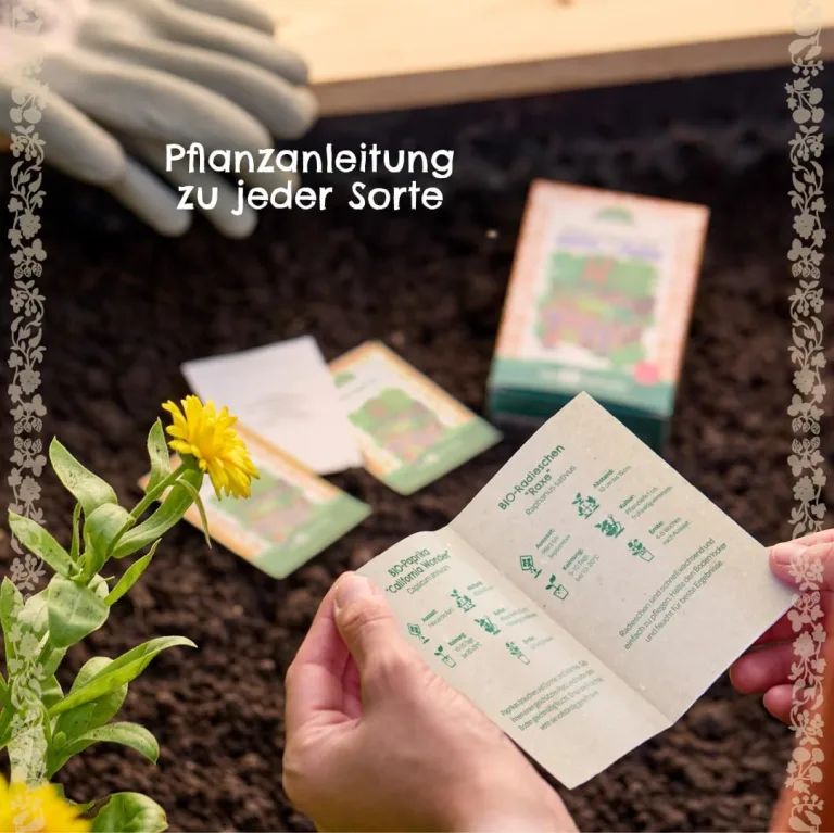 Saatgut-Set mit 6 kindgerechten BIO Gemüse- und Kräutersorten | Anzuchtset für kleine Gärtnerinnen und Gärtner | Nachhaltiges Geschenk zum Geburtstag, Einschulung, als Mitgebsel zum Kindergeburtstag – Bild 8