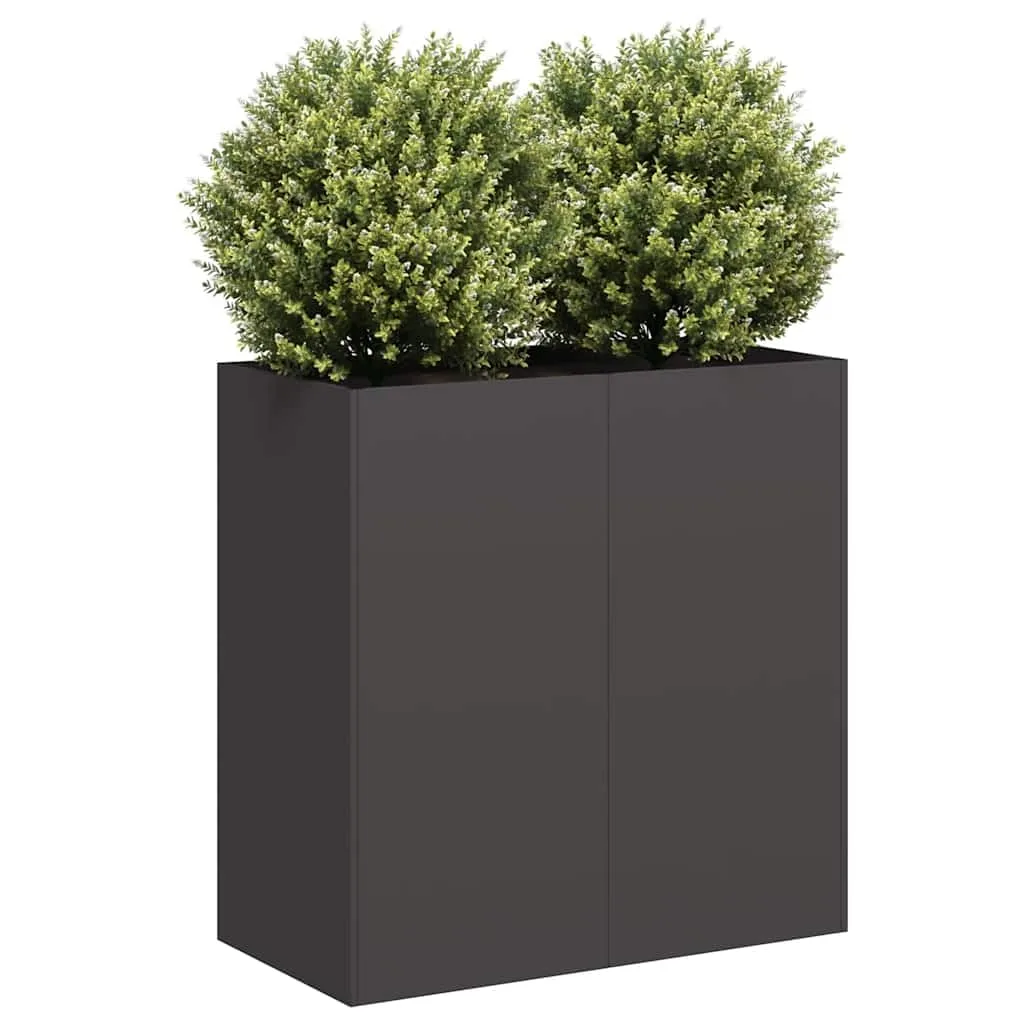 vidaXL Pflanzkübel Schwarz 80x40x80 cm Kaltgewalzter Stahl, Pflanzschale, Garten-Garten-Pflanzkübel, Outdoor-Pflanzgefäß, Hochbeet, Pflanzgefäß - Bild 1
