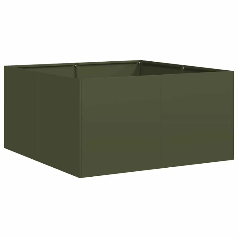 vidaXL Pflanzkübel Olivgrün 80x80x40 cm Kaltgewalzter Stahl, Pflanzschale, Garten-Garten-Pflanzkübel, Outdoor-Pflanzgefäß, Hochbeet, Pflanzgefäß – Bild 1