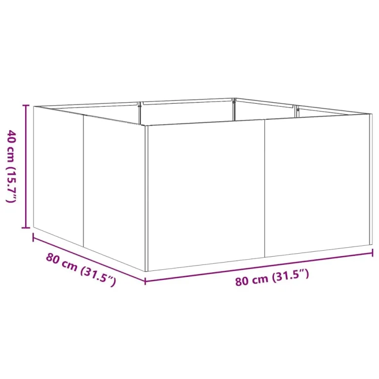 vidaXL Pflanzkübel Weiß 80x80x40 cm Kaltgewalzter Stahl, Pflanzschale, Garten-Garten-Pflanzkübel, Outdoor-Pflanzgefäß, Hochbeet, Pflanzgefäß – Bild 3