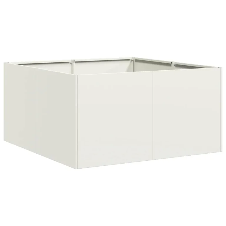 vidaXL Pflanzkübel Weiß 80x80x40 cm Kaltgewalzter Stahl, Pflanzschale, Garten-Garten-Pflanzkübel, Outdoor-Pflanzgefäß, Hochbeet, Pflanzgefäß – Bild 1