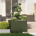vidaXL Pflanzgefäß Olivgrün 100x100x80 cm Stahl, Pflanzschale, Garten-Garten-Pflanzkübel, Outdoor-Pflanzgefäß, Hochbeet, Pflanzgefäß, Blumenkasten - Thumbnail 2