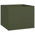 vidaXL Pflanzgefäß Olivgrün 100x100x80 cm Stahl, Pflanzschale, Garten-Garten-Pflanzkübel, Outdoor-Pflanzgefäß, Hochbeet, Pflanzgefäß, Blumenkasten - Thumbnail 1