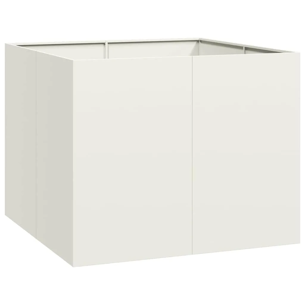vidaXL Pflanzgefäß Weiß 100x100x80 cm Stahl, Pflanzschale, Garten-Garten-Pflanzkübel, Outdoor-Pflanzgefäß, Hochbeet, Pflanzgefäß, Blumenkasten - Bild 1
