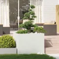 vidaXL Pflanzgefäß Weiß 100x100x80 cm Stahl, Pflanzschale, Garten-Garten-Pflanzkübel, Outdoor-Pflanzgefäß, Hochbeet, Pflanzgefäß, Blumenkasten - Thumbnail 2