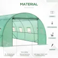 Outsunny Gewächshaus ca. 6 x 3 x 2 m Foliengewächshaus mit 8 Fenster, Rolltür, Aufrollbar Seitenwänden, UV-beständiger Folientunnel, Winterfest Tomatenhaus mit Erdanker, Grün - Thumbnail 4