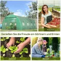 Outsunny Gewächshaus ca. 6 x 3 x 2 m Foliengewächshaus mit 8 Fenster, Rolltür, Aufrollbar Seitenwänden, UV-beständiger Folientunnel, Winterfest Tomatenhaus mit Erdanker, Grün - Thumbnail 7