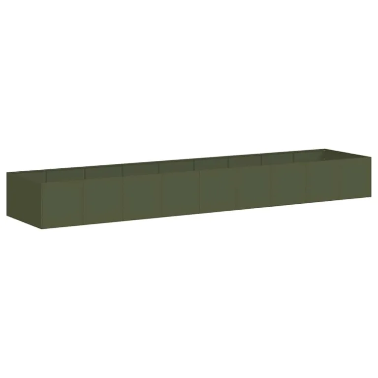 vidaXL Pflanzgefäß Olivgrün 360x80x40 cm Stahl, Pflanzschale, Garten-Garten-Pflanzkübel, Outdoor-Pflanzgefäß, Hochbeet, Pflanzgefäß, Blumenkasten