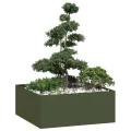 vidaXL Pflanzgefäß Olivgrün 100x100x40 cm Stahl, Pflanzschale, Garten-Garten-Pflanzkübel, Outdoor-Pflanzgefäß, Hochbeet, Pflanzgefäß, Blumenkasten - Thumbnail 4