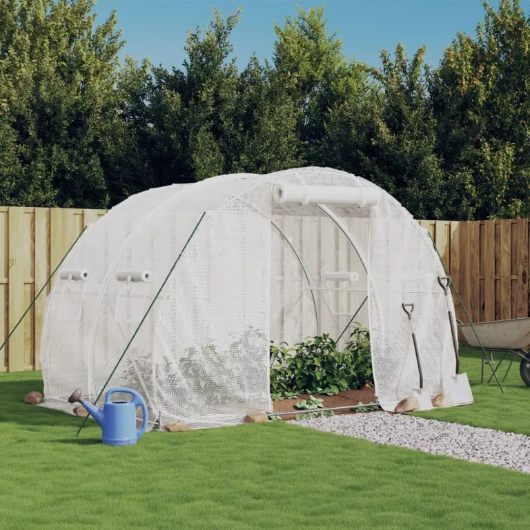 Gewächshaus mit Stahlrahmen Weiß 6 m² 3x2x2 m, Frühbeet, Tomatenhaus, Treibhaus, Greenhouse, Garten Zubehör – Bild 2
