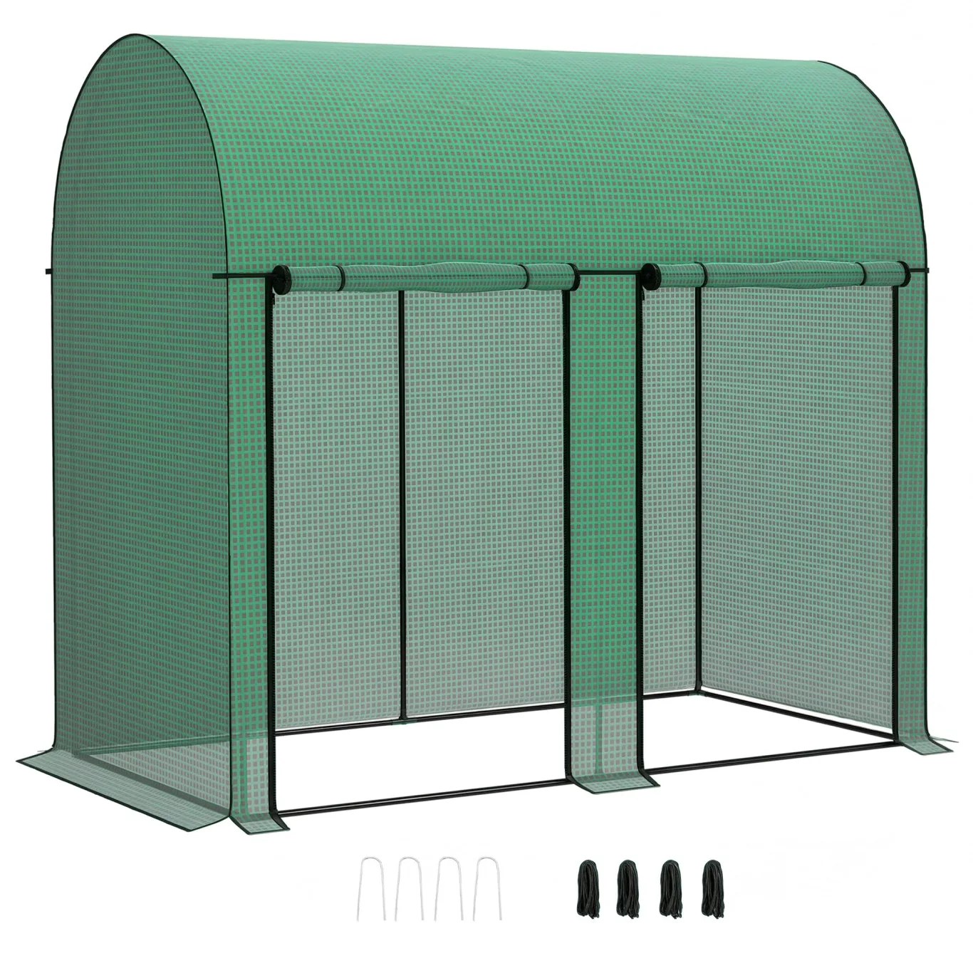 Outsunny Gartengewächshaus 2 m² Tomatengewächshaus 2 x 1 x 1,78 m 2 Rolltüren mit Reißverschluss Stahl PE hohe Dichte 140 g/m² UV-beständig grün - Bild 1
