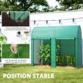 Outsunny Gartengewächshaus 2 m² Tomatengewächshaus 2 x 1 x 1,78 m 2 Rolltüren mit Reißverschluss Stahl PE hohe Dichte 140 g/m² UV-beständig grün - Thumbnail 6