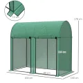Outsunny Gartengewächshaus 2 m² Tomatengewächshaus 2 x 1 x 1,78 m 2 Rolltüren mit Reißverschluss Stahl PE hohe Dichte 140 g/m² UV-beständig grün - Thumbnail 7