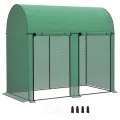 Outsunny Gartengewächshaus 2 m² Tomatengewächshaus 2 x 1 x 1,78 m 2 Rolltüren mit Reißverschluss Stahl PE hohe Dichte 140 g/m² UV-beständig grün - Thumbnail 10