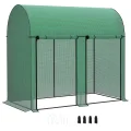 Outsunny Gartengewächshaus 2 m² Tomatengewächshaus 2 x 1 x 1,78 m 2 Rolltüren mit Reißverschluss Stahl PE hohe Dichte 140 g/m² UV-beständig grün - Thumbnail 1