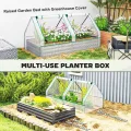 Outsunny Hochbeet mit Mini Gewächshaus, Outdoor Metall Pflanzkasten mit Abdeckung, für Kräuter und Gemüse, Nutzung für Terrasse, Garten, Balkon, Weiß und Dunkelgrau - Thumbnail 3