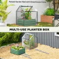 Outsunny Hochbeet mit Mini Gewächshaus, Outdoor Metall Pflanzkasten mit Abdeckung, für Kräuter und Gemüse, Verwendung für Terrasse, Garten, Balkon, Klar und Grün - Thumbnail 3