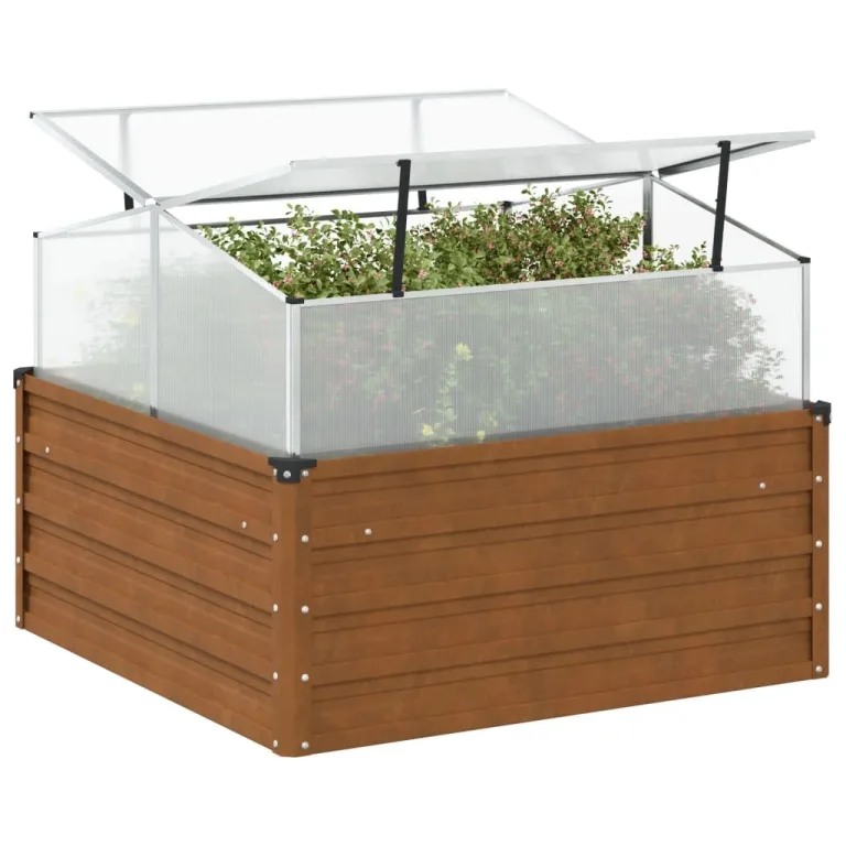 Myheimly Gewächshaus Frühbeet Aufsatz Pflanzkasten Blumenkasten Tomatenhaus Treibhaus Pflanzenhaus Frühbeetkasten Hochbeet 100x100x85cm Verzinkter Stahl Anthrazit – Bild 8