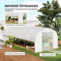 Outsunny Gewächshaus 6 x 3 x 2 m Foliengewächshaus mit 8 Fenster & Tür, Aufrollbar Seitenwänden, UV-beständiger Folientunnel Tomatenhaus mit verzinkten Stahlrahmen, Weiß - Thumbnail 3