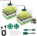 Mini Gewächshaus mit Licht, Anzucht Gewächshaus, Sonnenähnliche Pflanzenlichter mit vollem Spektrum, Anzuchtset Zimmergewächshaus Anzuchtkasten pflanzenlampe anzucht (transparent Base) - Thumbnail 1