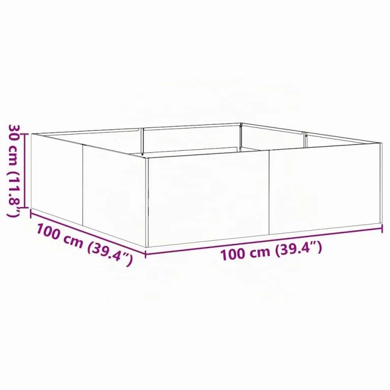 vidaXL Pflanzkübel Anthrazit 100x100x30 cm Stahl, Pflanzschale, Garten-Garten-Pflanzkübel, Outdoor-Pflanzgefäß, Hochbeet, Pflanzgefäß, Blumenkasten – Bild 3