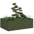 vidaXL Pflanzkübel Olivgrün 120x80x40 cm Stahl, Pflanzschale, Garten-Garten-Pflanzkübel, Outdoor-Pflanzgefäß, Hochbeet, Pflanzgefäß, Blumenkasten - Thumbnail 4