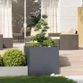 vidaXL Pflanzgefäß Anthrazit 80x80x80 cm Stahl, Pflanzschale, Garten-Garten-Pflanzkübel, Outdoor-Pflanzgefäß, Hochbeet, Pflanzgefäß, Blumenkasten - Thumbnail 2