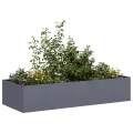 vidaXL Pflanzgefäß Anthrazit 200x80x40 cm Stahl, Pflanzschale, Garten-Garten-Pflanzkübel, Outdoor-Pflanzgefäß, Hochbeet, Pflanzgefäß, Blumenkasten - Thumbnail 4